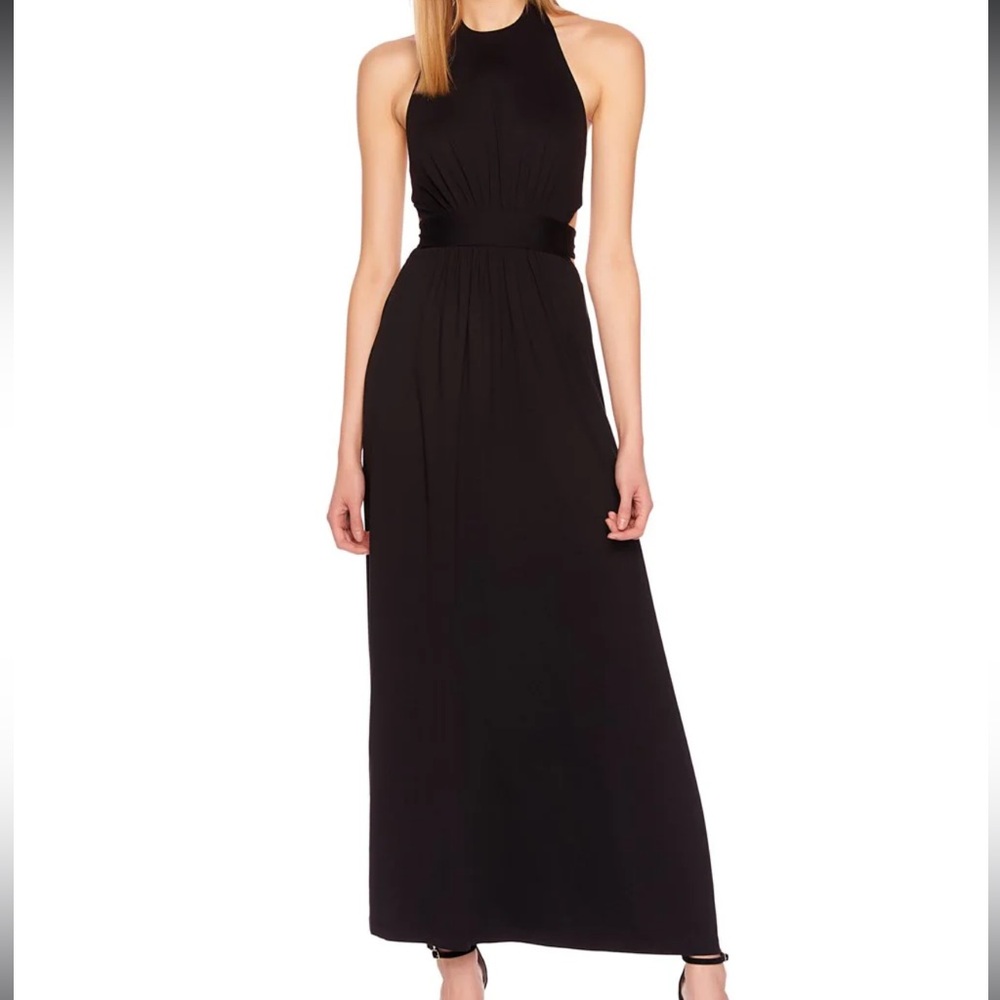SUSANA MONACO NWT WOMEN’S HIGH NECK LOW BACK BLACK MAXI DRESS SZ S